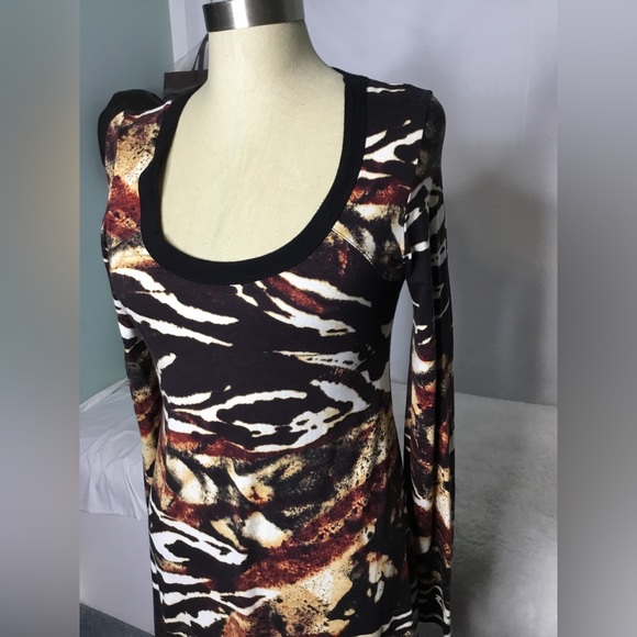 Karen Kane Women's animal print Rayon scoop Neck Long Sleeve Midi Dress size M - Picture 3 of 14